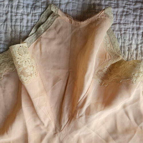 Vintage 30s 40s High Waisted Silk Sleep Tap Shorts Panties Lace Trim L Large - Picture 4 of 10