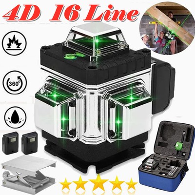 4D Laser Level 16 Line Grün Licht Linien 360°Selbstnivellierend Kreuzlinienlaser