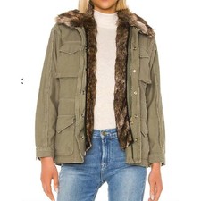 Frame Faux Fur Lined Military Style Jacket Sz Small