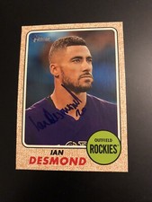 IAN DESMOND COLORADO ROCKIES SIGNED 2017 TOPPS HERITAGE #458 SP RARE