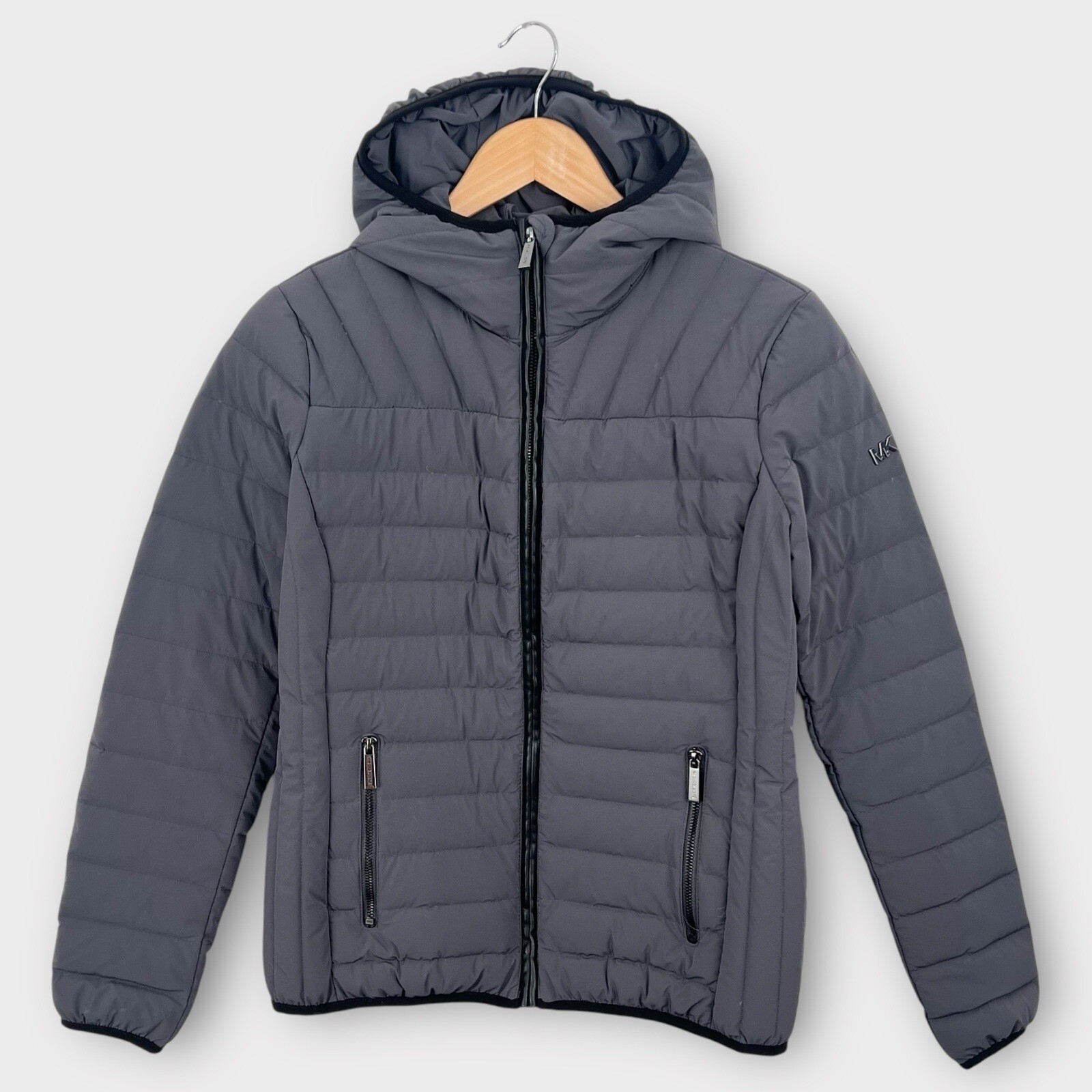 Michael Kors Women’s Packable Downfill Puffer Jacket Quilted Grey Size Small