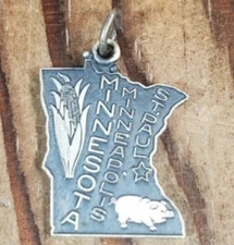 Sterling Silver / Enamel MINNESOTA State Shape Japan JMF Vintage