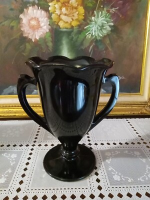 Vintage Glass Trophy Vase with Handles Vintage Glass Trophy Vase with Handles
