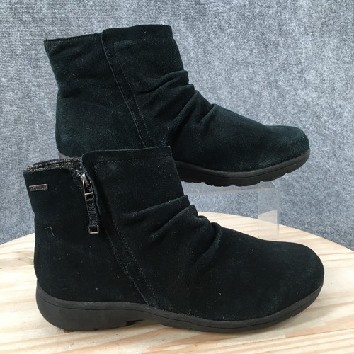 Khombu Boots Womens 11 M Cooper Ankle Bootie Black Suede Leather Side Zip Casual