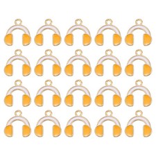 20Pcs Enamel Music Charm, 15 x 15mm Alloy Musical Headphones Charm, Yellow