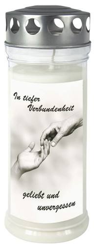 7 Tage Dauerbrenner Grabkerze - Gedenkkerze Motiv "Hände" JEKA Motivkerze - Bild 1 von 2