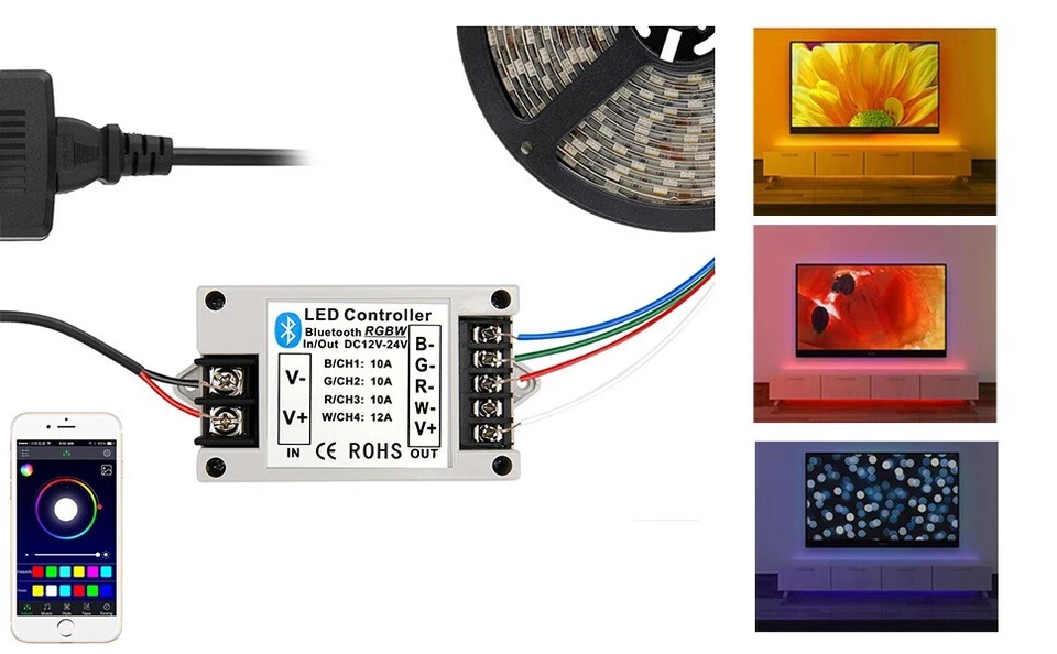 RGB/RGBW Bluetooth Controller APP Control for 5050 3528 RGB LED Strip Lights - Image 3 of 4
