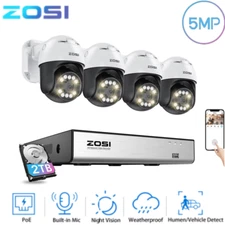 ZOSI 8CH 4K NVR 5MP PoE Security Camera System Pan-Tilt AI Car/Face Detect IP66