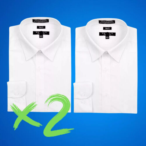 X2 Marquis Signature Men's Long Sleeve Slim Fit Dress Shirts 17 / 17.5 32/33