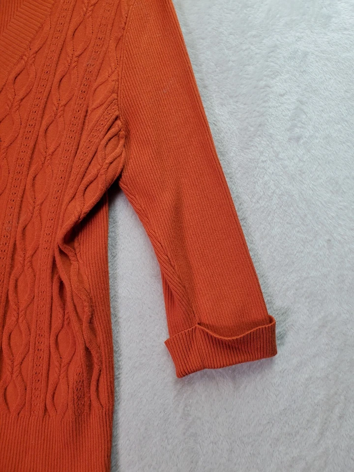 Suéter Studio 1940 Mujer XL Naranja Rayón Tejido Apretado Manga Larga Cuello en V Pullover Foto 4 de 4