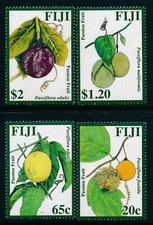FIJI 2009 MARACUYÁ JUEGO DE 4 FRUTAS FINAS COMO NUEVAS MNH
