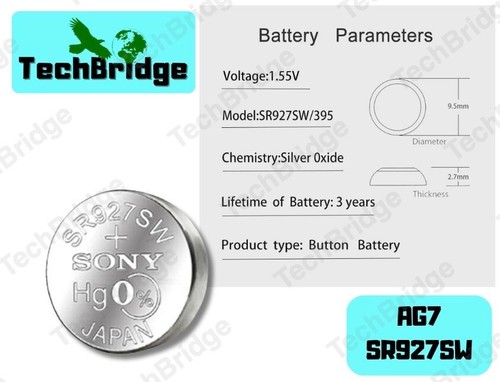 SR927SW SONY Alkaline Battery AG7 SR927W LR57 LR927 395 399 SR57 V399 5batteries - Picture 5 of 6