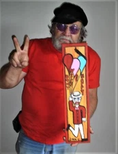 Outsider folk art original painting Don't Worry Be Happy Crow self-taught Dan C