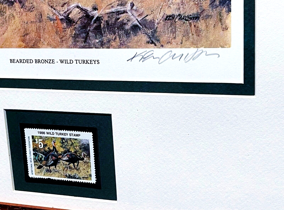 Ken Carlson 1986 National Wild Turkey Federation NWTF Stamp Print New