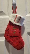 December Home Red White Cable Knit Monogram U Mini Stocking New