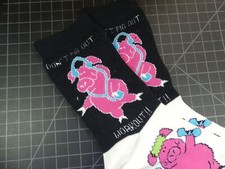 Don't Pig Out Workout Women Socks Vintage Estate Find