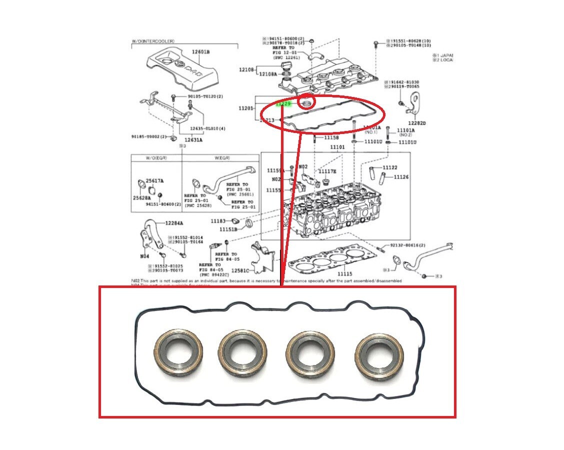 ENGINE ROCKER COVER GASKET & SEALS FOR TOYOTA LAND CRUISER KDJ150/155 3.0TD 09+