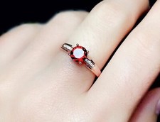 Natural Garnet ring 925 Sterling Silver ring Garnet engagement ring gift for her