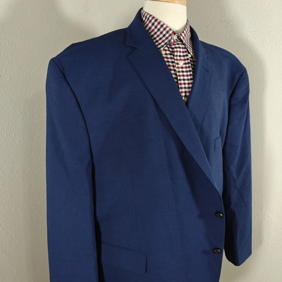 Abrigo Blazer Deportivo Para Hombre J.Ferrar Dos Botones Azul Marino Mezcla de Poli GRANDE Y CORTO 58S Foto 4 de 4