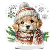 5D DIY Christmas Puppy Diamond Art Kit App 24cm xx 23cm Acrylic Table Top Decor