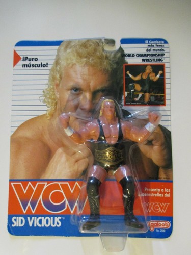 Sid Vicious Galoob WCW Figure MOC WWE Spanish Card...
