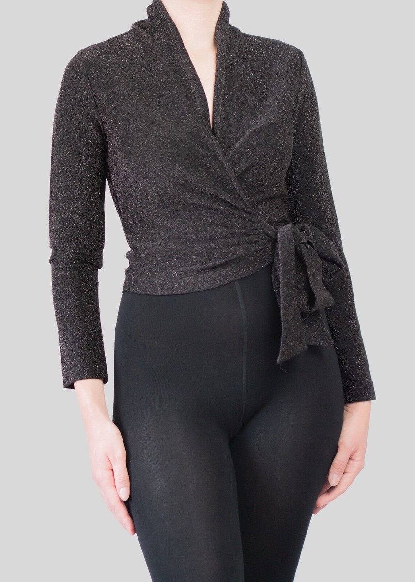 black sparkle wrap top