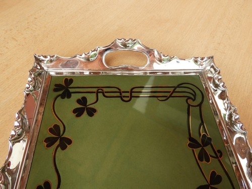 1920 VILLEROY & BOCH METTLACH Art Deco vassoio da portata cromato trifoglio - Foto 2 di 8