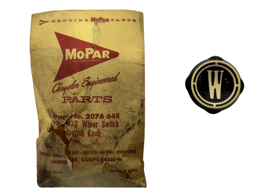 Plymouth Valiant 1960 interruptor limpiaparabrisas perilla de control NOS 2076648 Foto 2 de 4