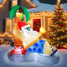 7FT Christmas Inflatable Santa Claus Hawaii Outdoor Decorations Blow up Yard ...