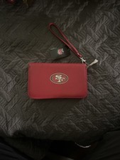 NFL Team Women's Pebble Faux Leather Zip Organizer Wallet w/wristlet strap