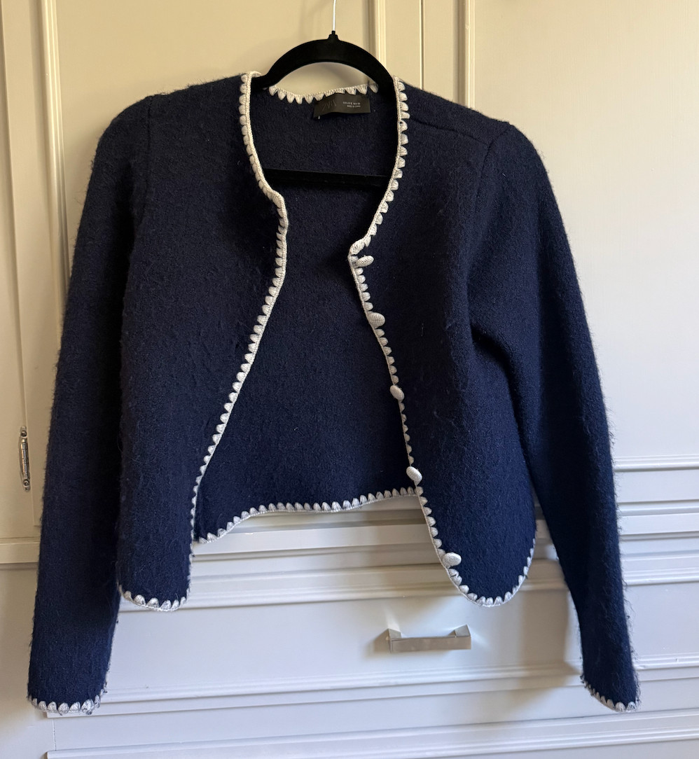 CONTRAST EMBROIDERY CARDIGAN Zara OG $59.90, Size S, NWOT thumbnail 5
