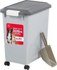 Dog Food Storage Container with Wheels Airtight Lid Scoop