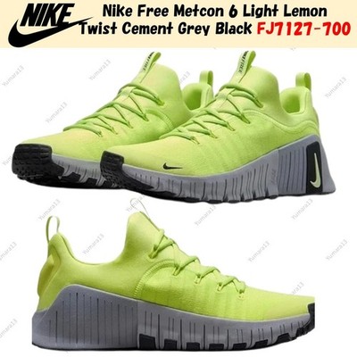 Nike Free Metcon 6 Light Lemon Twist Cement Grey Black FJ7127-700 Men's Size
