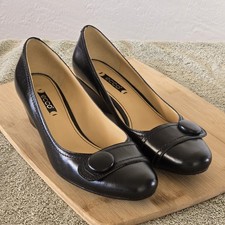 ECCO Womens Sz US 8 Low-Wedge Black Leather Pumps Shoes Comfort Classics EUC