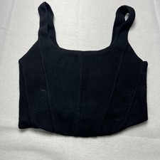 Wilfred Free Knit Corset Tank Top Sleeveless Black Fitted Bustier Style Sz Large