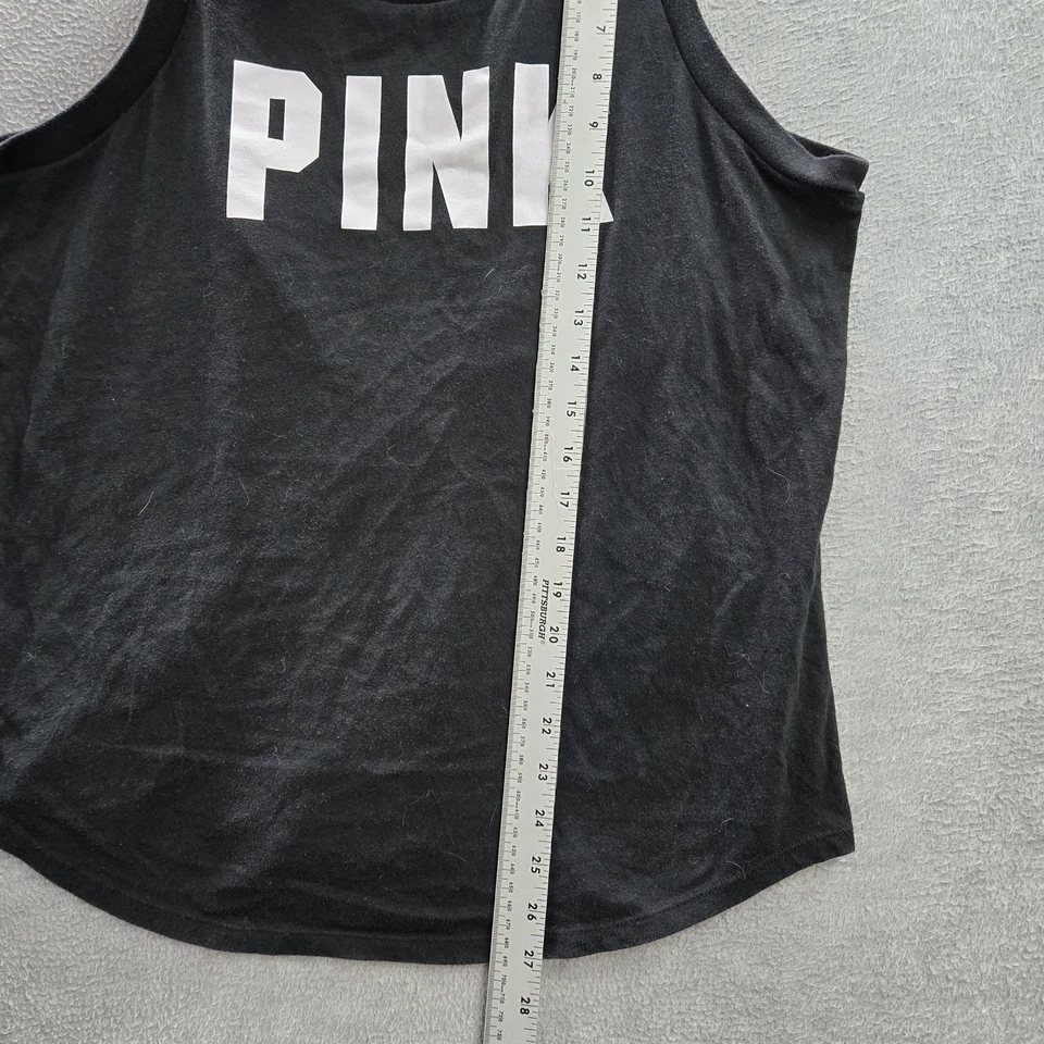 Camiseta sin mangas ROSA Victoria's Secret para mujer M negra con logotipo cuello redondo pulóver Foto 4 de 4