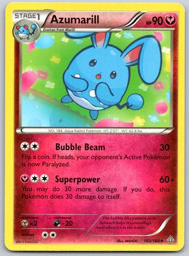 Azumarill Primal Clash 103/160 Rare Lightly Played