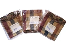 Country Curtains Brand Valance Set 3 NWT Plaid Moire Multi Color Scalloped Lined