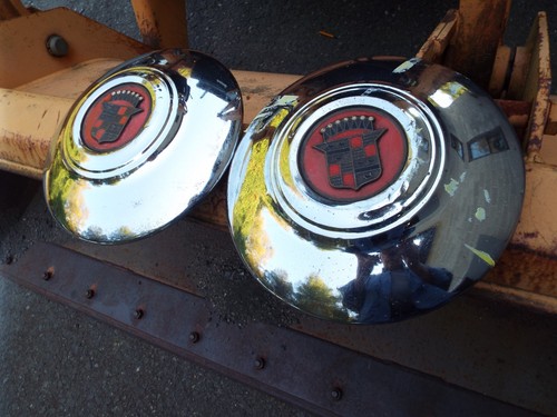 1941 1942 CADILLAC HUBCAPS  OEM PAIR