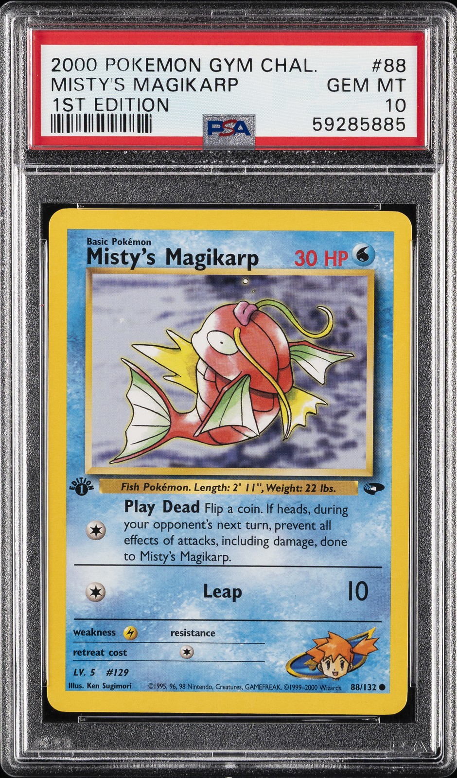 2000 POKEMON GYM CHALLENGE 1ST ED #88 MISTY'S MAGIKARP PSA 10