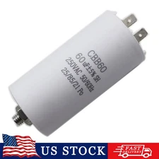60UF 250VAC Wire Motor Run Capacitor CBB60 50/60HZ HVAC 25/85/21 60MFD
