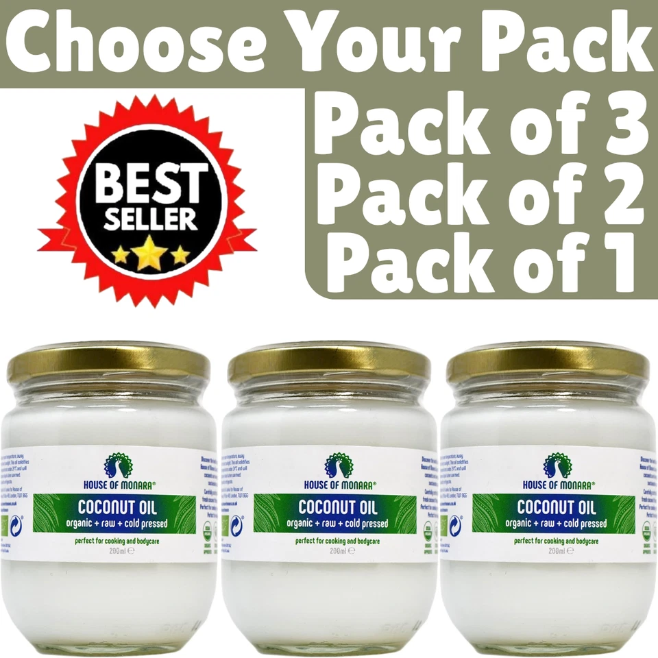 BRANDED House of Monara Organic Extra Virgin Coconut Oil Pure, Raw & Cold Pressed 200ml