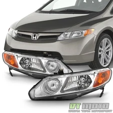For Chrome 2006-2011 Honda Civic 4Dr Sedan Headlights Headlamps 06-11 Left+Right