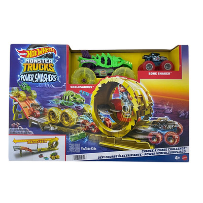 Hot Wheels Monster Trucks Power Smashers HYT07 Charge & Chase Track Set Neu OVP