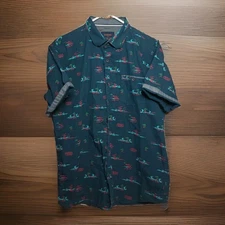 Nomad Men’s Button-Down Shirt Large + Flow Blue Design - Island Vacation Canvas