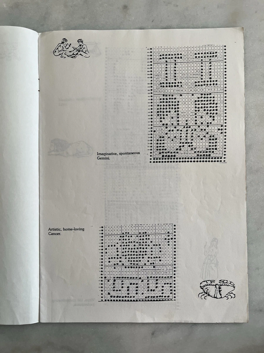 Folleto de tejido vintage Lee Bee Zodaic Punchcard Designs