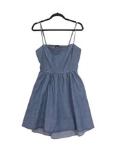 Vici Blue Denim Tank Mini Jean Dress Women’s Sundress Pockets Adjustable Size XL