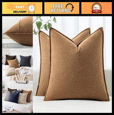24x24 Decorative Linen Euro Sham Pillow Covers - Boho Farmhouse Neutral Throw Pi