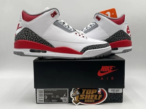 DS New Nike Air Jordan Retro 3 Fire Red OG 2022 Size 9 Authentic Basketball Mid