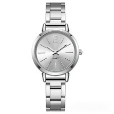 Quartz Watch Women's Wristwatch Silver Metal Band